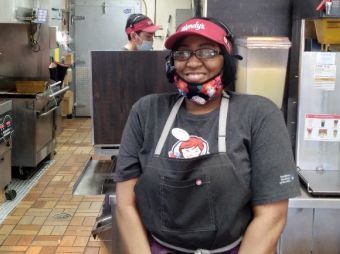 An LCS participant working at Wendy's