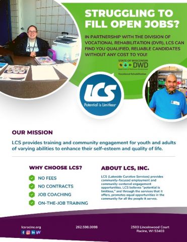 LCS can help your business fill open positions at no cost to you!