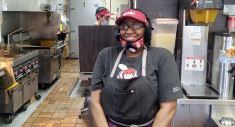 An LCS participant working at Wendy's