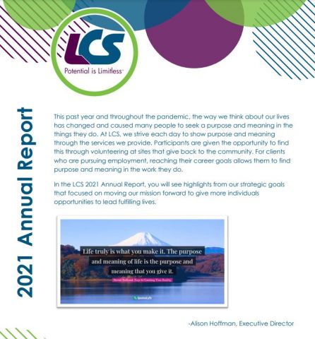 Cover page of the 2021 LCS Annual Report